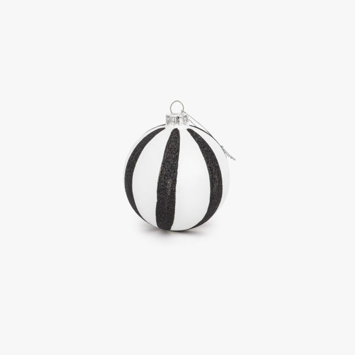 Boule Verre Rayures Blanc et Noir 8cm KITSCH – Image 1