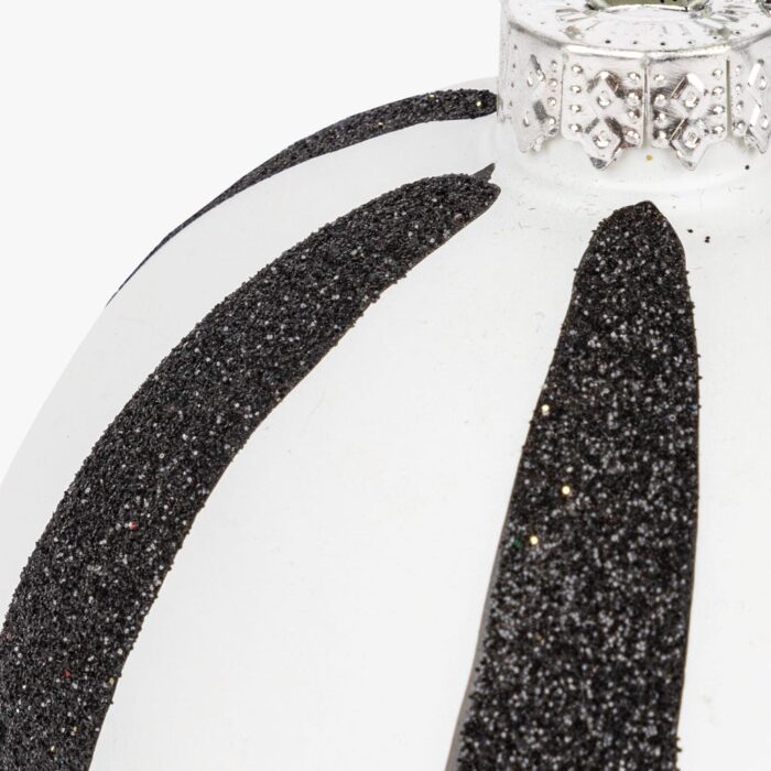 Boule Verre Rayures Blanc et Noir 8cm KITSCH – Image 2