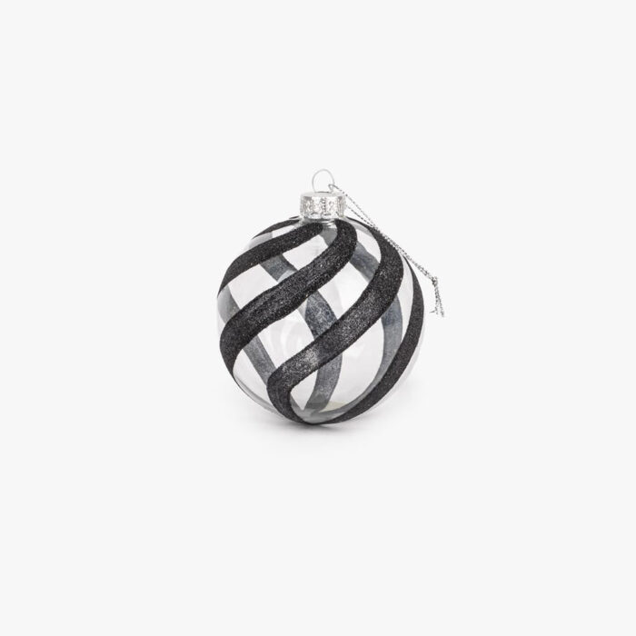 Boule en Verre Ondulations Noir 8cm KITSCH – Image 1