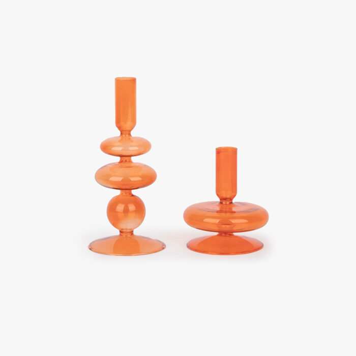 Bougeoir en verre orange BUBBLE – Image 4