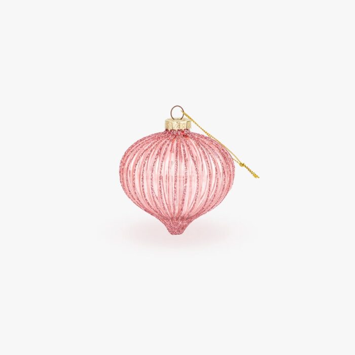 Boule Verre Goutte Rose 8cm NEW BRIGHT – Image 1