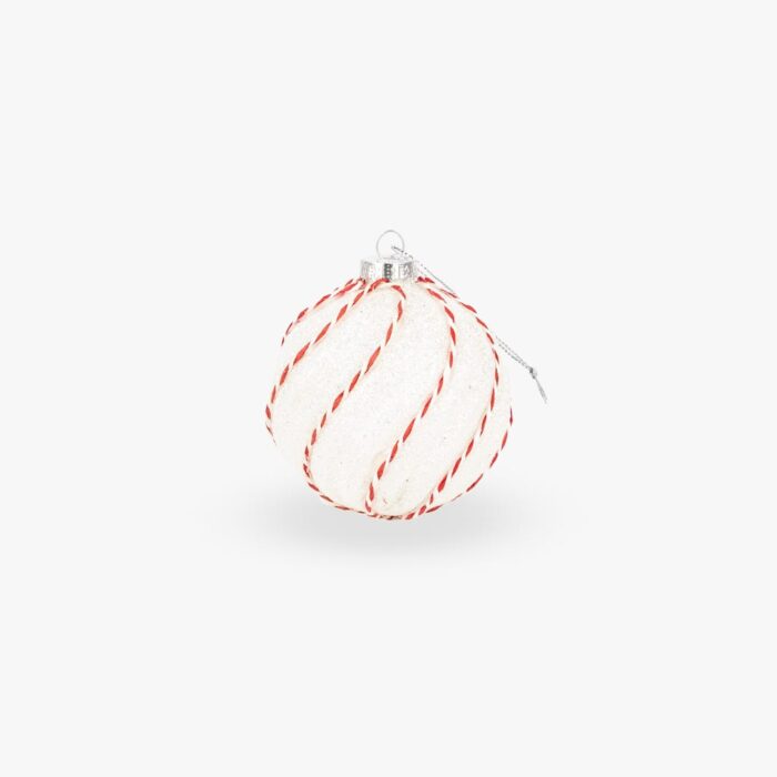 Boule Verre Blanc et Rouge 8cm COZY – Image 1