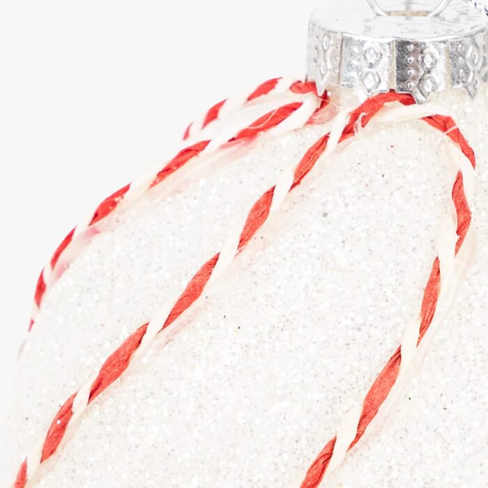 Boule Verre Blanc et Rouge 8cm COZY – Image 2