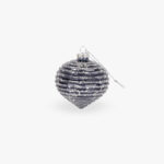 Boule Verre Goutte Noir et Argent 8cm NEW BRIGHT