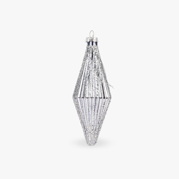 Boule Verre Losange Noir et Argent 14cm NEW BRIGHT – Image 1