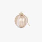 Boule de Verre Rayures Dorée et Blanche 8cm NEW BRIGHT