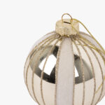Boule de Verre Rayures Dorée et Blanche 8cm NEW BRIGHT – Image 2