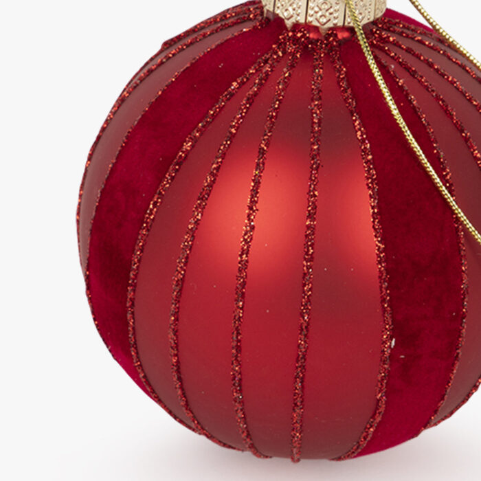 Boule de Verre à Rayures Rouges 8cm COZY – Image 2