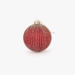 Boule de Verre Rayures Rouge et Dorée 10cm NEW BRIGHT