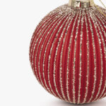 Boule de Verre Rayures Rouge et Dorée 10cm NEW BRIGHT – Image 2