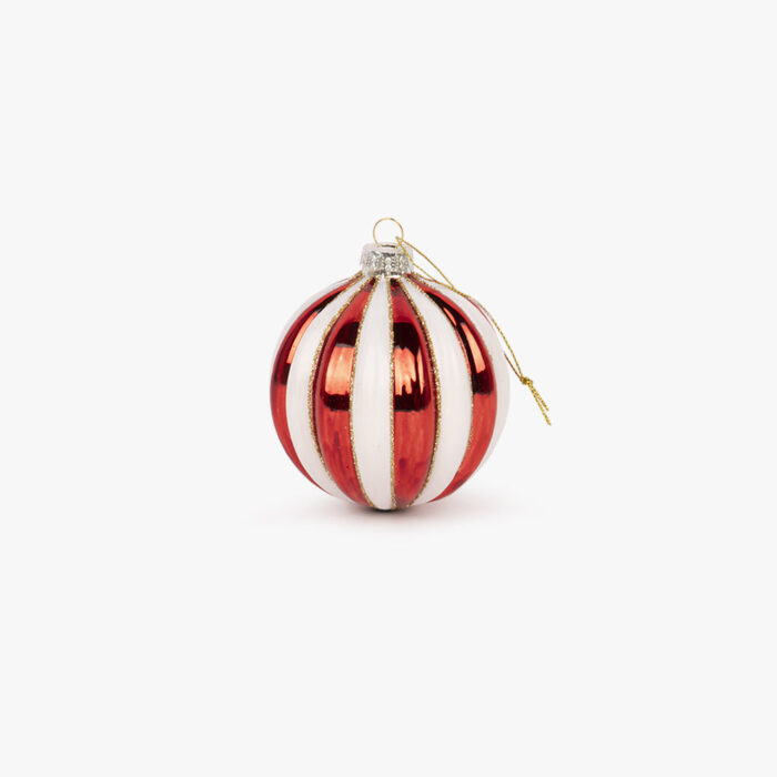 Boule de Verre Rouge et Blanche 8cm KITSCH – Image 1