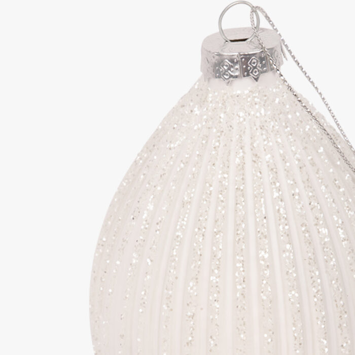 Boule de Verre Larme Brillante Blanche 14cm NEW BRIGHT – Image 2