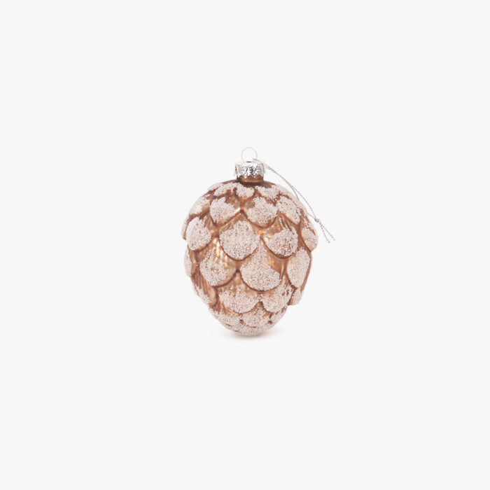 Décoration Pomme de Pin Châtaigne avec Neige 6cm COZY – Image 1