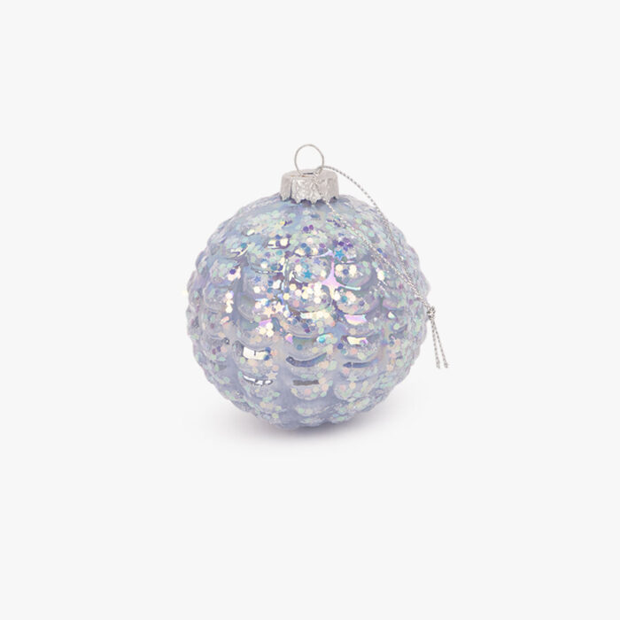 Boule Verre Écailles Bleu 8cm NEW BRIGHT – Image 1