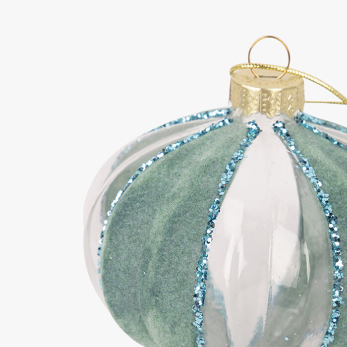 Boule Verre Goutte Rayures 8cm NEW BRIGHT – Image 2