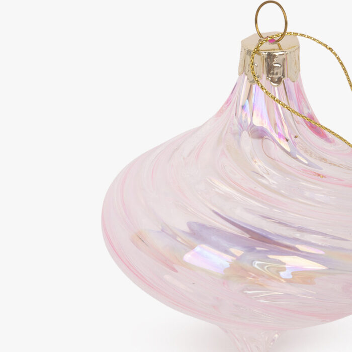 Boule Verre Goutte Rose 8cm NEW BRIGHT – Image 2