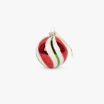 Boule de Verre à Rayures Rouge, Verte et Blanche 8cm COZY