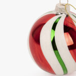 Boule de Verre à Rayures Rouge, Verte et Blanche 8cm COZY – Image 2
