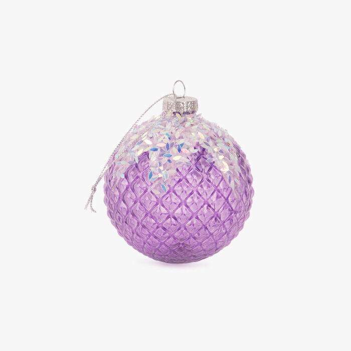 Boule Verre Lilas 8cm NEW BRIGHT – Image 1