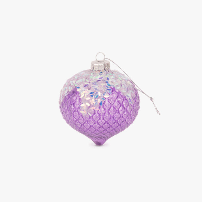 Boule Verre Goutte Lilas 8cm NEW BRIGHT – Image 1