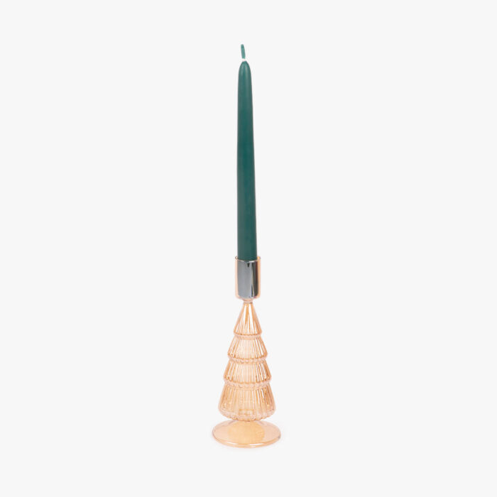 Bougeoir Verre Sapin Doré 20cm NEW BRIGHT – Image 2