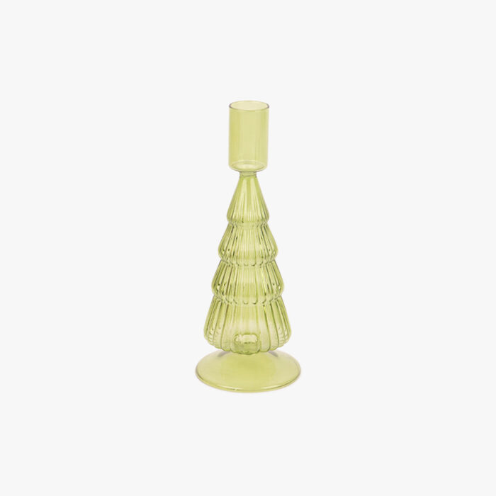 Bougeoir Verre Sapin Vert 20cm COZY – Image 1