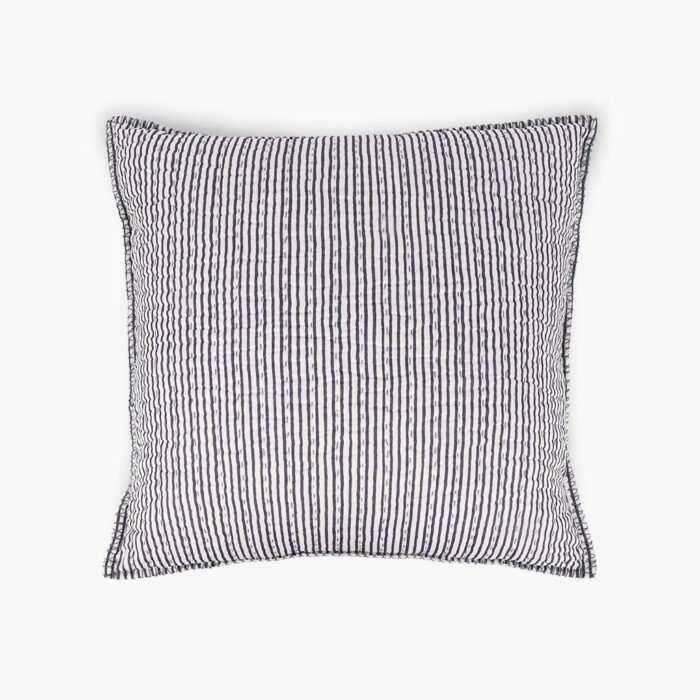 Housse de Coussin à Rayures Bleu et Blanc RIMINI – Image 1