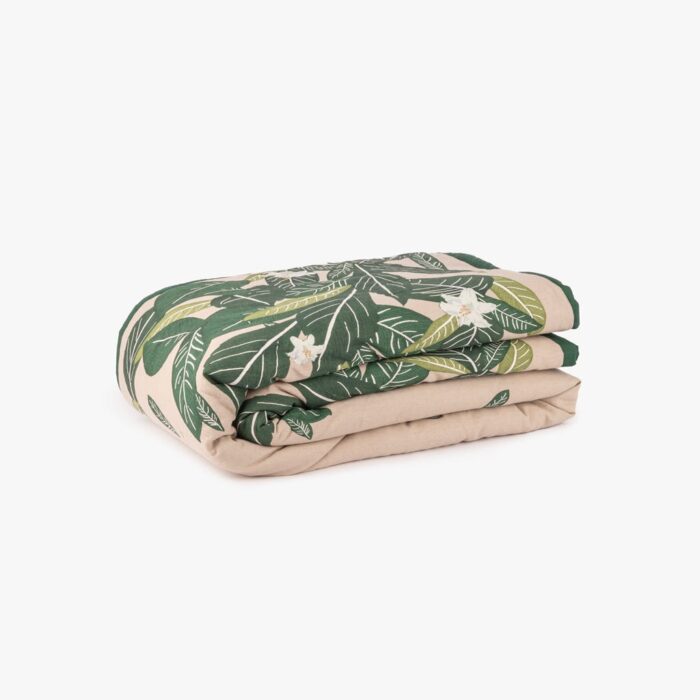Couette pour lit en lin et coton avec feuilles GREEN SENSE – Image 1