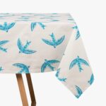 Nappe Carrée Blanche avec Oiseaux Bleus BLUE BIRD
