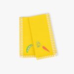 Ensemble 2 Serviettes Jaunes Carotte et Petit Pois VEGGIE PARADE