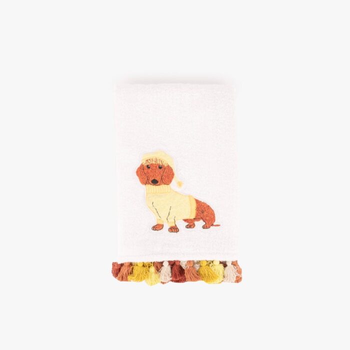 Serviette Turque Blanche Chien 70x140 DOG'S PARTY - Image 1