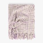 Plaid Chiné à Franges Blanc et Violet 4EVERYDAY