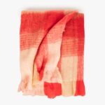 Plaid en Acrylique à Franges Rouge et Beige WOODLAND