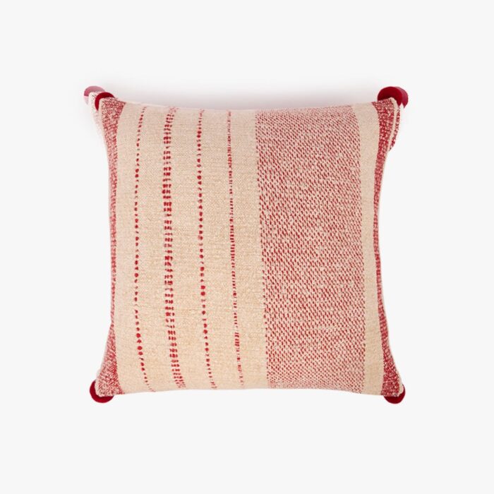 Housse de Coussin Rayures Rouges et Blanc COZY - Image 1