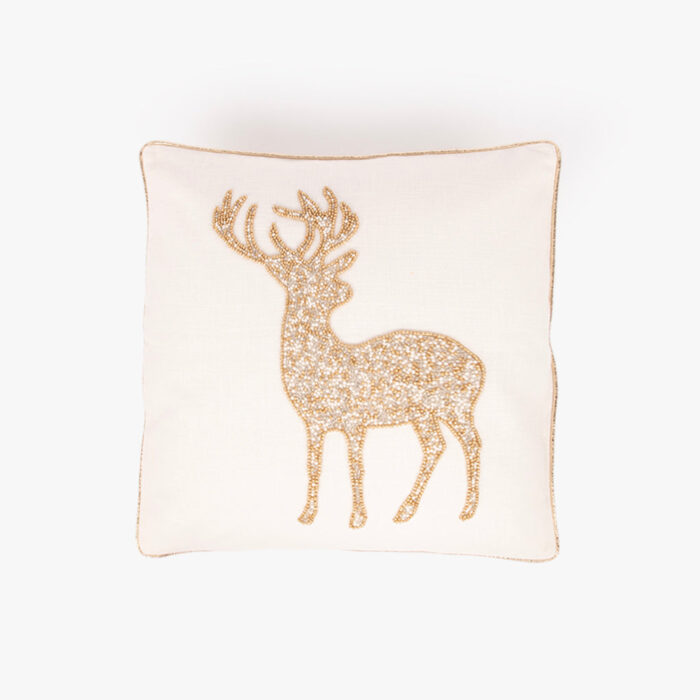 Housse de Coussin Cerf avec Perles NEW BRIGHT – Image 1