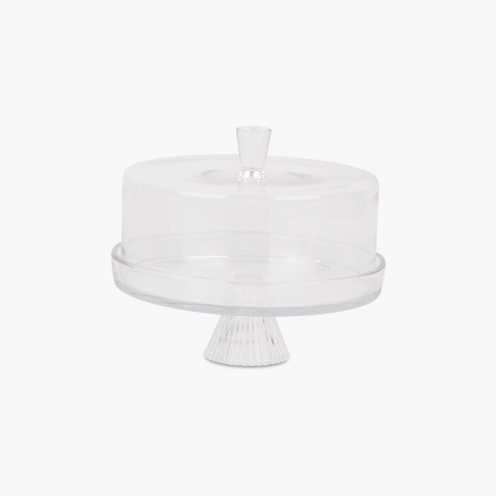 Cloche à gâteau avec pied et dôme transparent STRIPES – Image 1