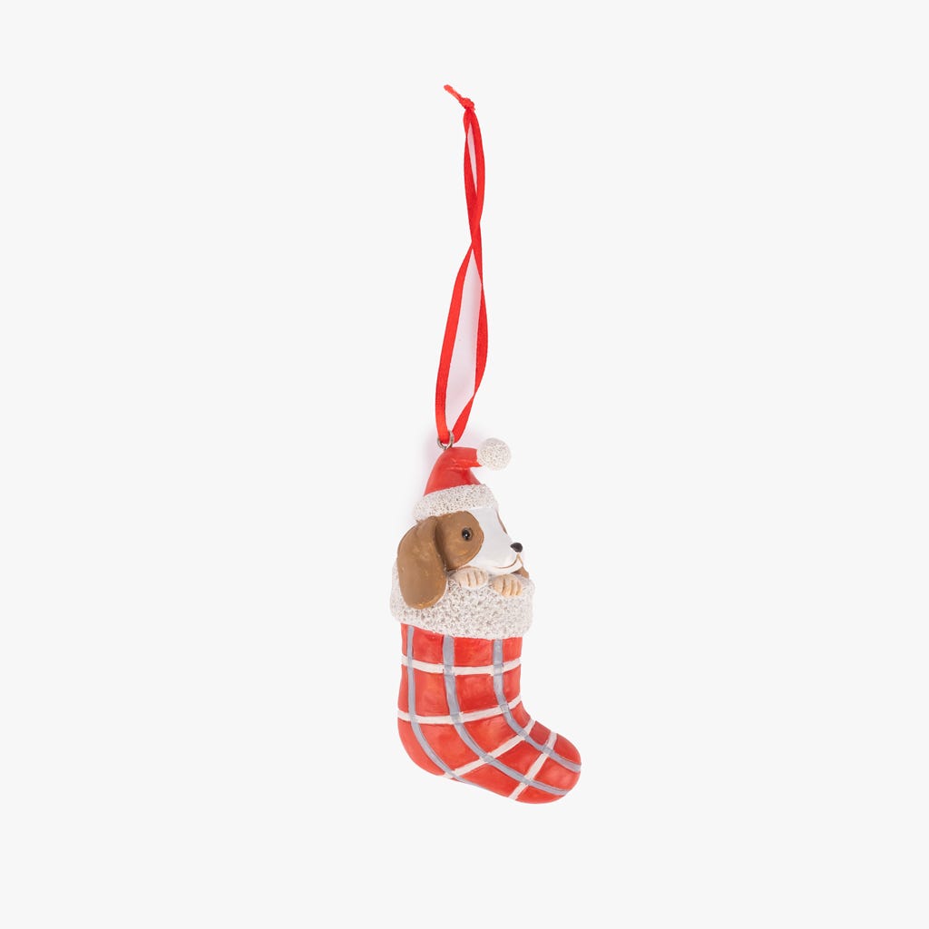 32590156_1_3.jpg Ornement chien chaussette rouge 12cm COZY – Image 1