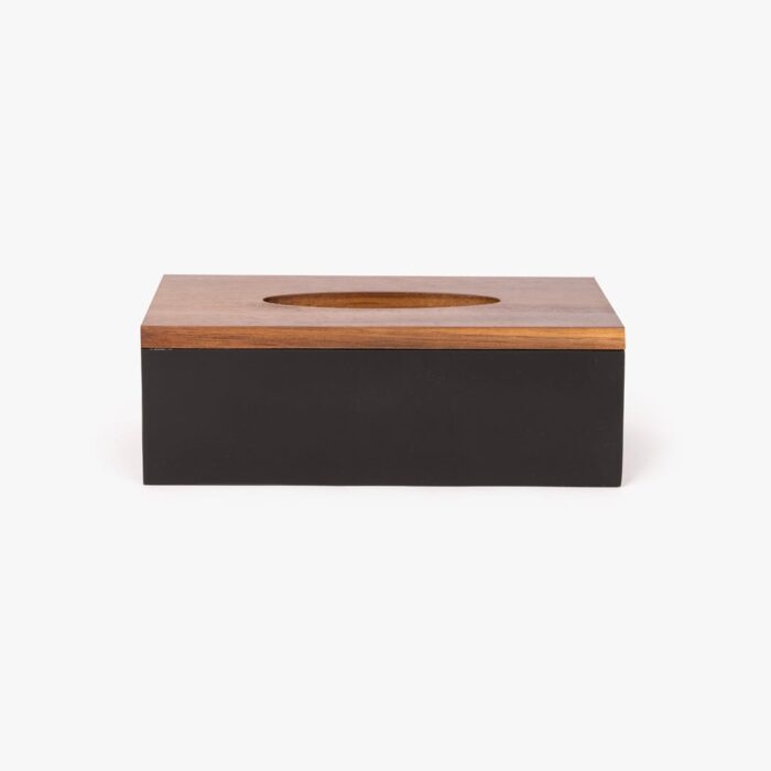 Boîte à mouchoirs avec couvercle marron et noir ACACIA – Image 1