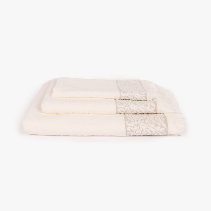 Serviette de Toilette en Coton Jacquard avec Bordure Florale MURANO – Image 3