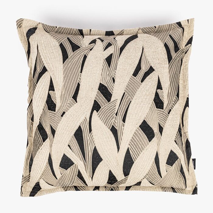 Housse de Coussin Feuilles Noir ALBA – Image 1