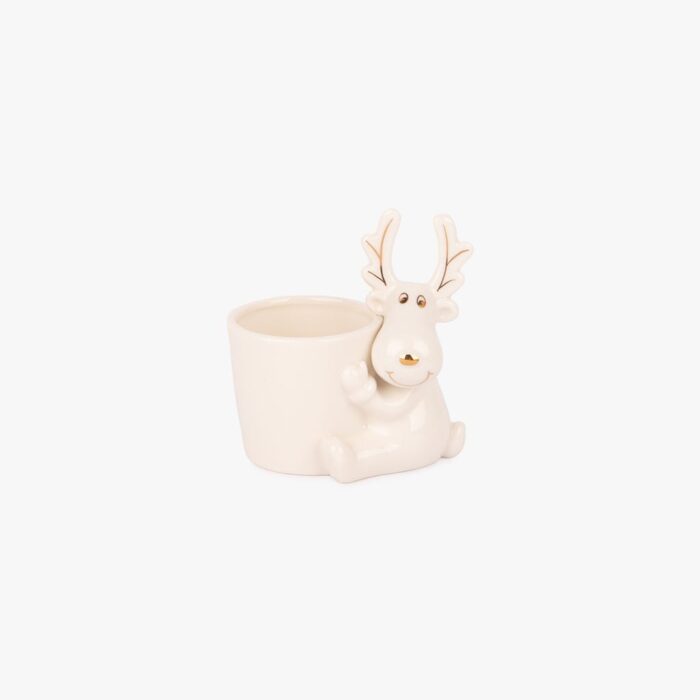Bougeoir renne blanc 9x10cm NEW BRIGHT – Image 1