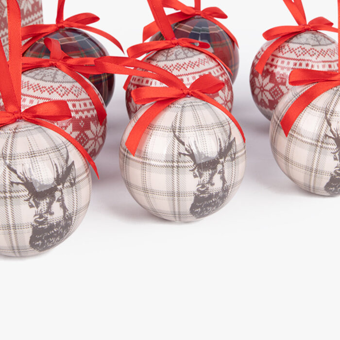 Boules de Noël rouges à carreaux (14 pièces) COZY - Image 4