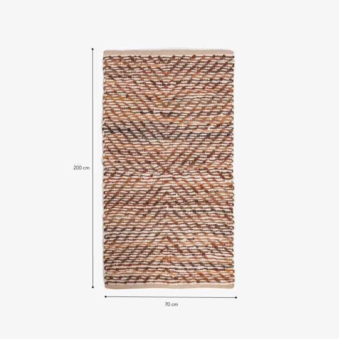 Tapete em Pele e Algodão Bege e Castanho Escuro 70x200 LIVELY - Image 5
