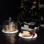 Cloche à gâteau en marbre blanc avec cloche en verre MARBLE