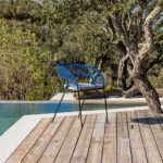Chaise en Métal et Corde Bleue avec accoudoirs PANTAI