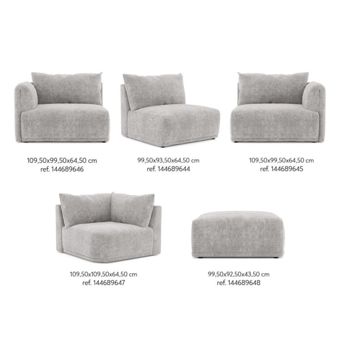 Módulo de sofá pouf cinza COTILLARD - Image 6