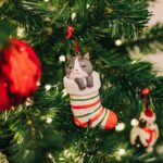 Ornement chat chaussette rayures 12cm COZY - Image 2