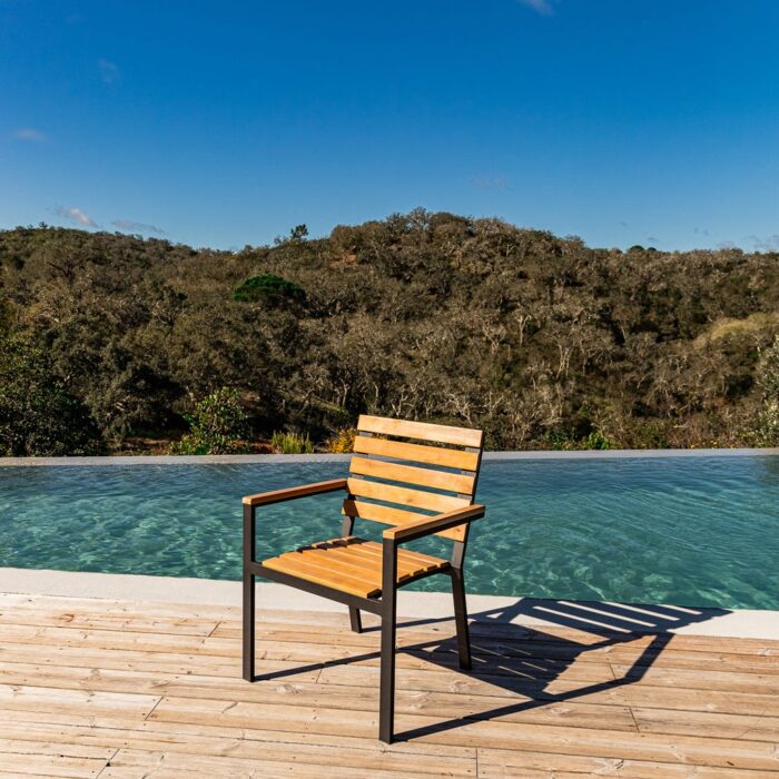 Chaise en Métal Noir et Bois ETOSHA – Image 1